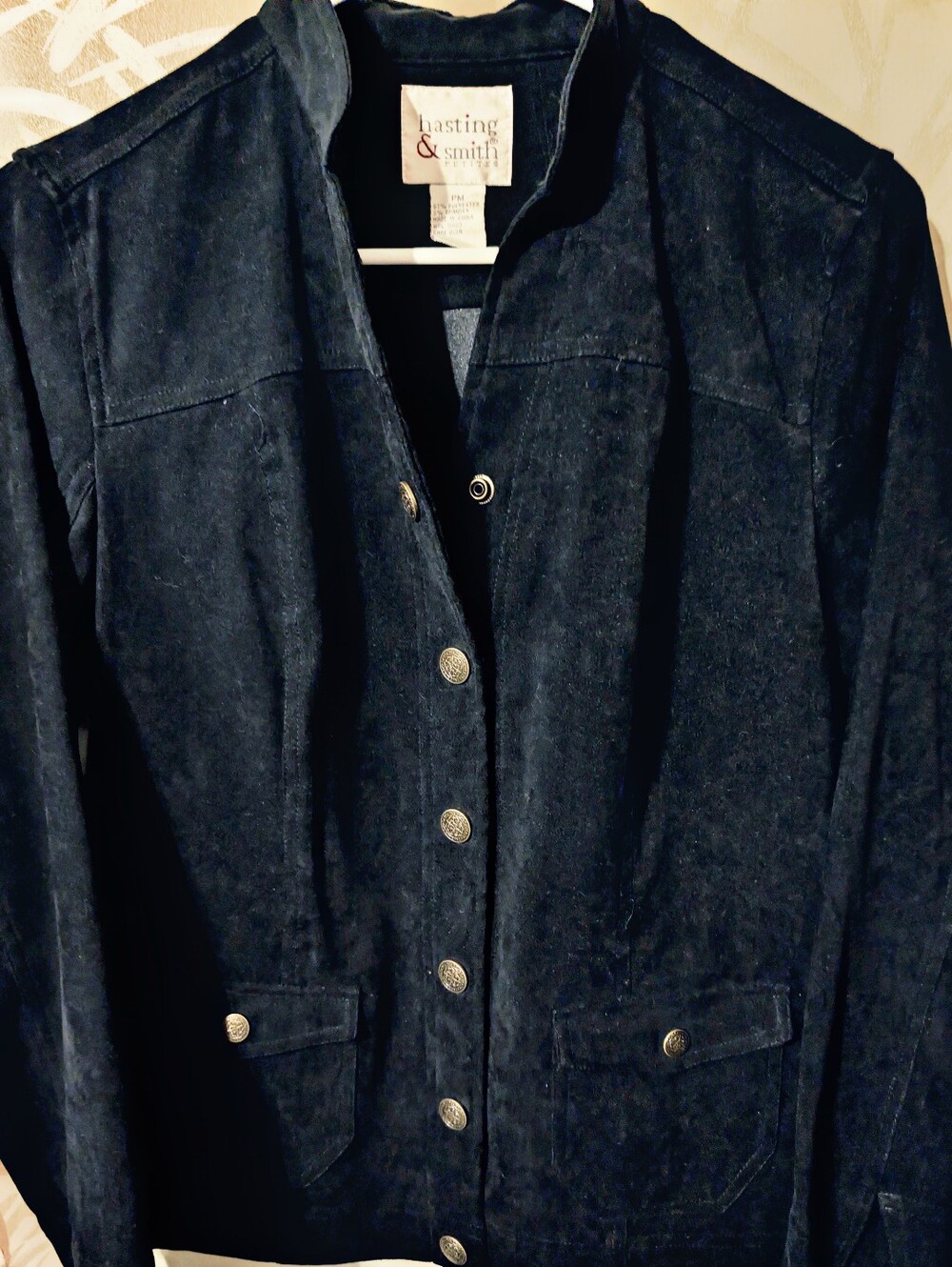Hastings And Smith Black Suede Button-Front Women's Jacket Size Medium P
